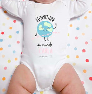 Body bebé Bienvenido al mundo personalizado