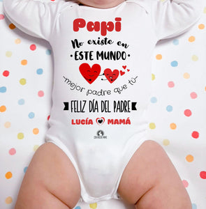 Body día del Padre personalizado "No existe en este mundo mejor Padre que tú" - Con Mucho Mimo