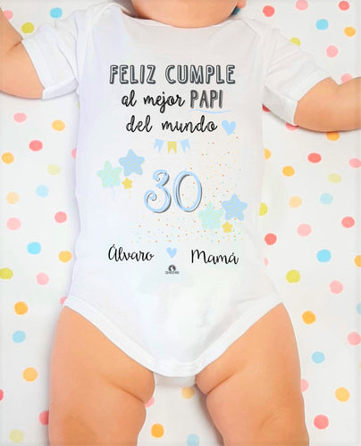 Body personalizado Feliz cumpleaños Papi / Mami Manga Corta - Con Mucho Mimo