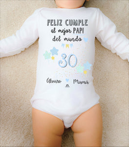 Body personalizado Feliz cumpleaños Papi / Mami Manga larga - Con Mucho Mimo