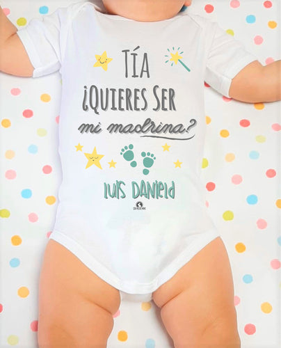 Body de bebé personalizado Madrina - 1 mes / verde / Corta