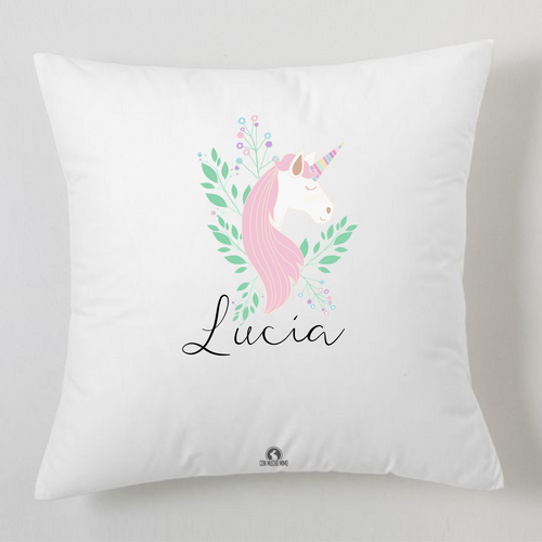 cojín/almohada unicornio personalizado con nombre - Con Mucho Mimo