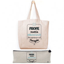 Cargar imagen en el visor de la galería, Pack Bolsa Tote + estuche personalizado Profe gracias por