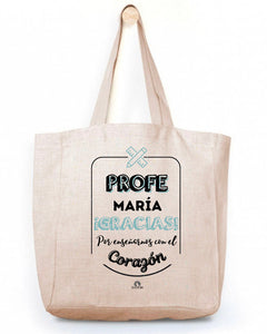 Pack Bolsa Tote + estuche personalizado Profe gracias por