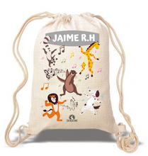 Cargar imagen en el visor de la galería, Saco/Mochila infantil Tipo Lino - ANIMALES MUSICALES