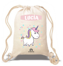 Cargar imagen en el visor de la galería, Saco/Mochila infantil Tipo Lino - CUERPO UNICORNIO